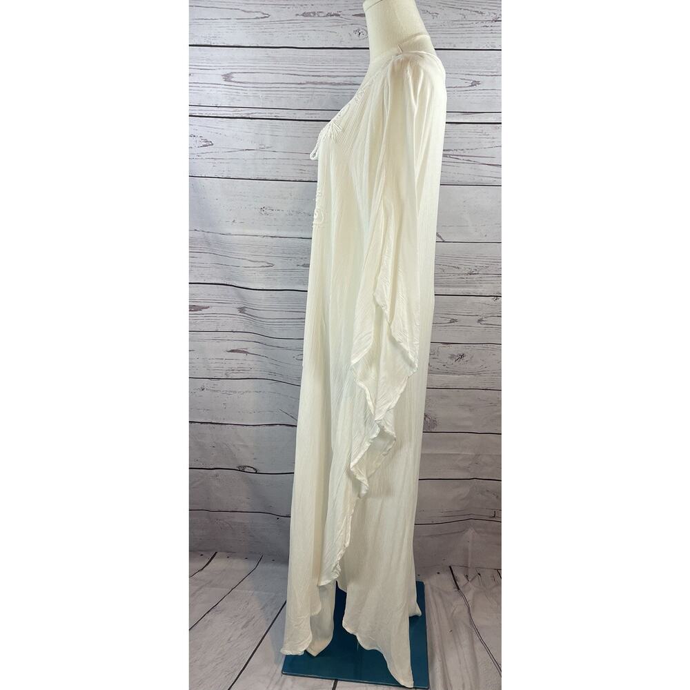 Pia Rossini White Embroidered Beaded Kaftan Dress Beach Cover Up One Size NWT - Picture 3 of 7